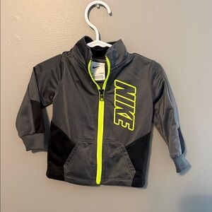 Nike Gray and Neon Yellow Kids Jacket